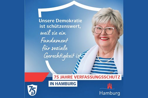 Renate Schommer mit dem Statement: Unsere Demokratie ist schützenswert, weil sie ein Fundament für soziale Gerechtigkeit ist.