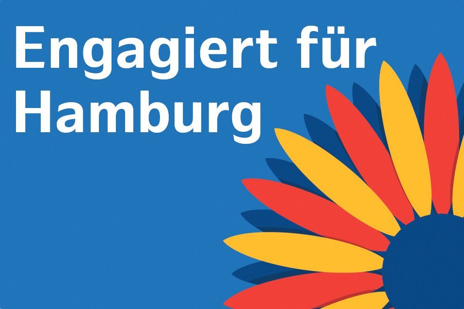 Hamburger Engagement-Karte mit Schriftzug Engagiert für Hamburg.