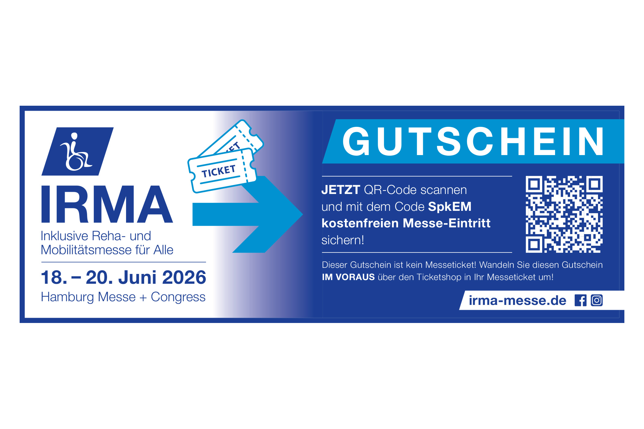 Messe-Gutschein für VdK-Mitglieder Dieser Gutschein muss über den Ticketshop vorab eingelöst werden.